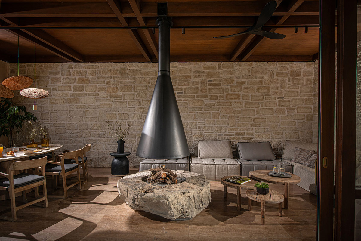 Lounge area with fireplace and seating